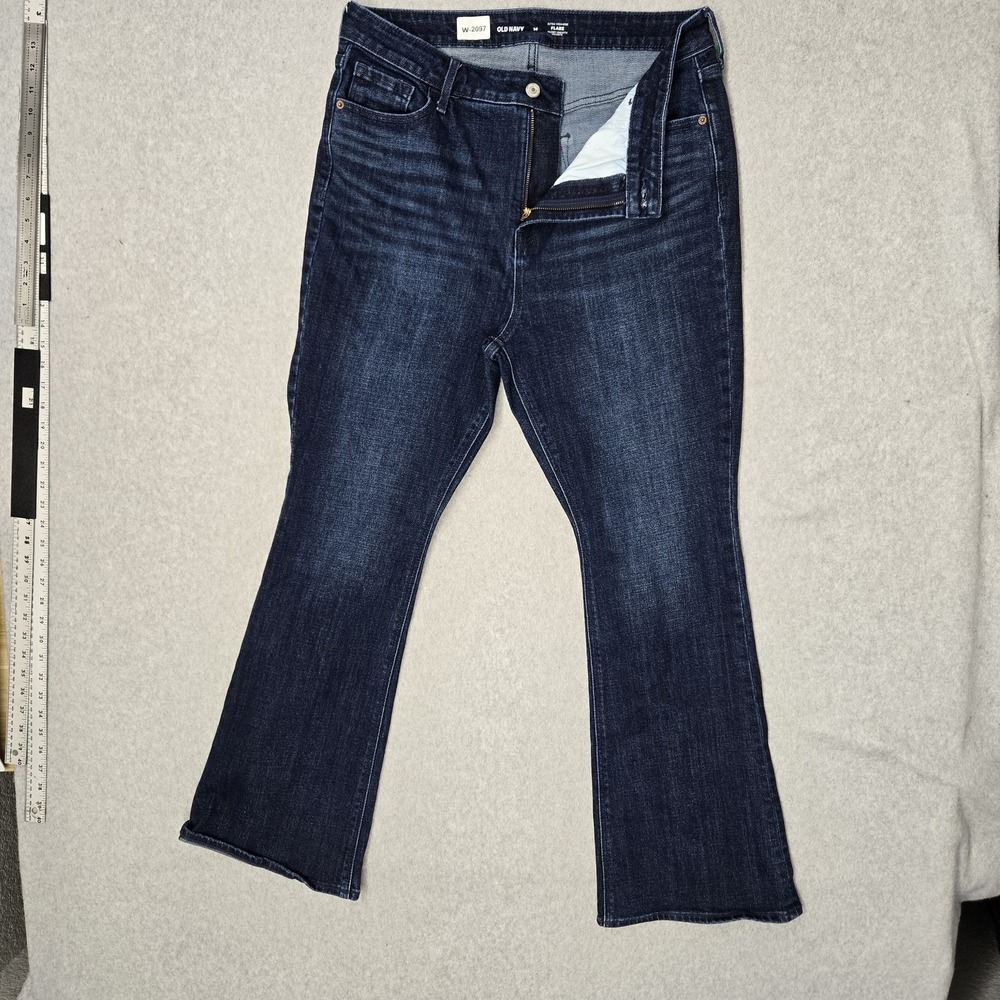 Old Navy Women Jeans 14 Dark Blue‎ Denim Extra High-Rise Flare Slim 29" Inseam